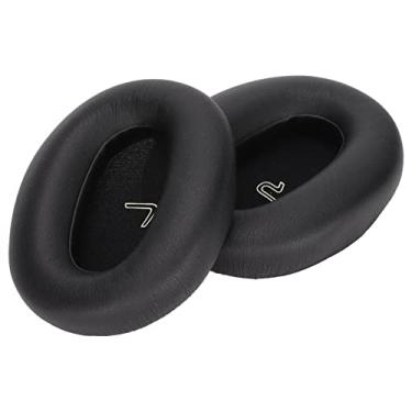 Imagem de Almofadas de ouvido de fone de ouvido para Edifier W860NB W830BT, almofada de fones de ouvido de espuma de memória de couro de proteína macia, almofadas de substituição de fone de ouvido de(Preto)