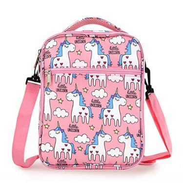 Imagem de Saco de almoço para meninas, BB FUNHOUSE Bonito reutilizável isolado lancheira de unicórnio lancheiras para mulheres com alça de ombro destacável, unicórnio rosa