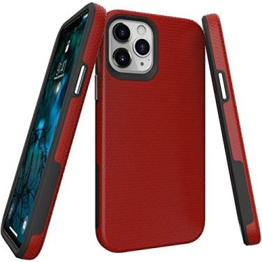 Imagem de KKFAUS Capa compatível com iPhone 12 Pro Max, capa à prova de choque capa protetora de corpo inteiro de silicone TPU antiderrapante para iPhone 12 Pro Max 6,7 polegadas (cor: vermelho)