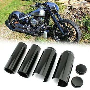 Imagem de FINMOKAL Kit de tampas de garfo superior e inferior e tampa de parafuso de tubo de garfo adequado para Harley Dyna 2006-2017