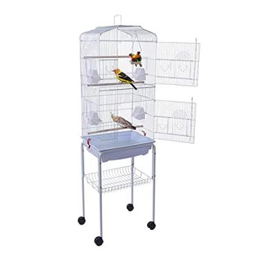 Imagem de KIZQYN Gaiola de pássaro de 150 cm Gaiola de metal com suporte de rolamento gaiola de voo