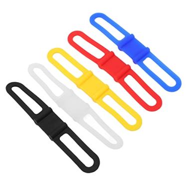 Imagem de Lanterna para montagem no guidão, faixa de silicone para bicicleta multiuso antiderrapante 5 peças cor brilhante para bicicleta dobrável