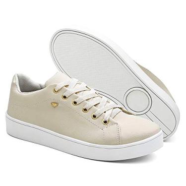 Imagem de Tenis Feminino Urbano Moda Casual Sola Baixa - Creme/39