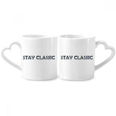 Imagem de Quote Stay Classic Conjunto de canecas de porcelana para casais, copo de cerâmica com alça de coração