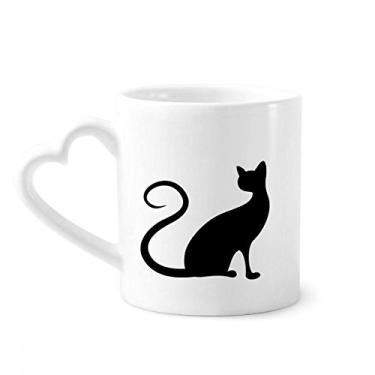 Imagem de Caneca elegante com contorno de animal de gato preto caneca de café cerâmica copo de coração de vidro
