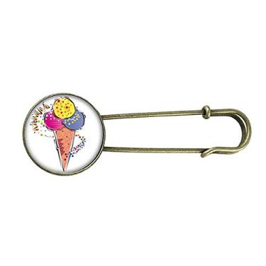 Imagem de Ilustração de elementos de bola de gelo azul amarelo vermelho retrô broche de metal clipe joias