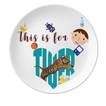 Imagem de Prato de porcelana feroz Feline Tigers Prato redondo para jantar masculino