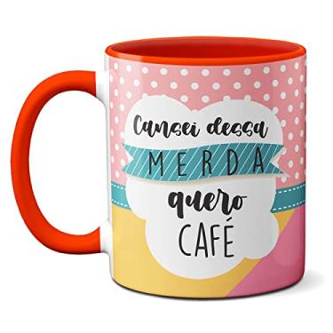 Imagem de Caneca Divertida Lhama Fofa Cansei Dessa Merda Quero Café (Vermelha)