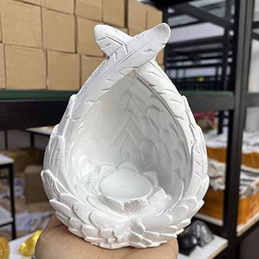 Imagem de 1 peça ornamentos de artesanato de resina de coração suporte de bola de cristal expositor para decoração de casa presentes adoráveis, branco