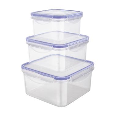 Imagem de Conjunto de Potes Herméticos Quadrados Euro Home PLA3666-AZ em Plástico – 3 Peças 