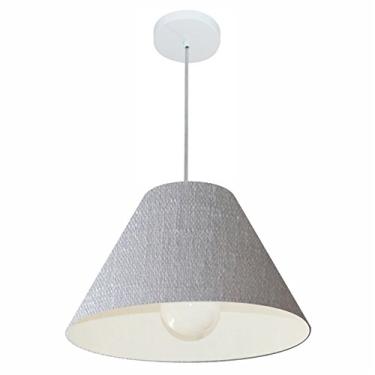 Imagem de Lustre Pendente Cone Cúpula Tecido 25/40x15 cm, Vivare Iluminação, Pendente4078 CZ, Cinza, Médio