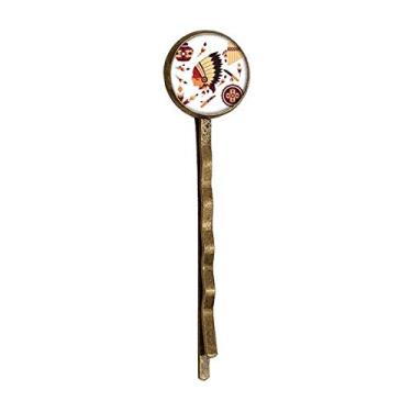 Imagem de Bandana indiana com penas, tradicional americana, retrô, de metal, para cabelo Bobby Pin