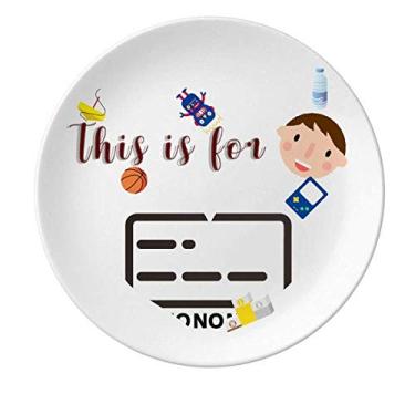 Imagem de Placa de porcelana sem pontos Representação de Linha Morse Code Jantar Redondo Prato Menino Homem