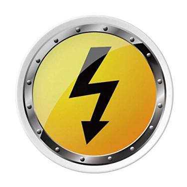 Imagem de Logo fundo amarelo Eletricidade Perigoso Prato Decorativo de Porcelana Salver Prato de Jantar