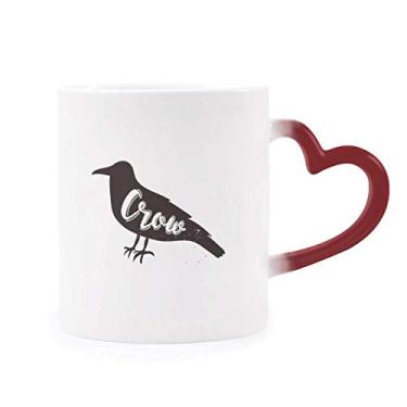 Imagem de Caneca corvo preta e branca Animal sensível ao calor Caneca vermelha muda de cor