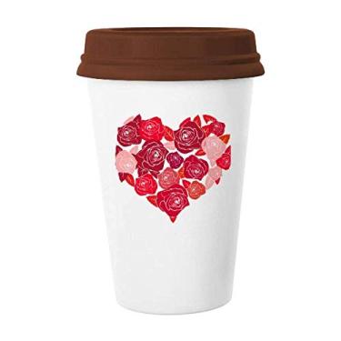 Imagem de Caneca de cerâmica rosa em forma de coração para o dia dos namorados Caneca de café copo de cerâmica Caneca Amor