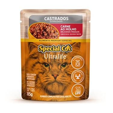Imagem de Ração Úmida Special Cat Ultralife para Gatos Castrados Sabor Carne ao Molho 85g