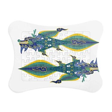 Imagem de China França Torre Eiffel China dragão moldura decoração quebra-cabeça ornamento