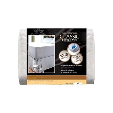 Imagem de Protetor de colchão impermeável Classic Slip Malha - Casal 1,4x1,9 m - Fibrasca, Branco