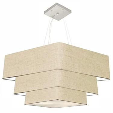 Imagem de Lustre Pendente Triplo Quadrado Cúpula 30/80x70x60 cm, Vivare Iluminação, Pendente4165/RSTRSTRST, Rustico Bege, Gigante