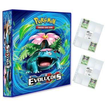 Imagem de Álbum Pasta Fichário Pokemon com 20 Folhas YES 9 Bolsos  XY - Evoluções Venusaur Blastoise Capa Dura