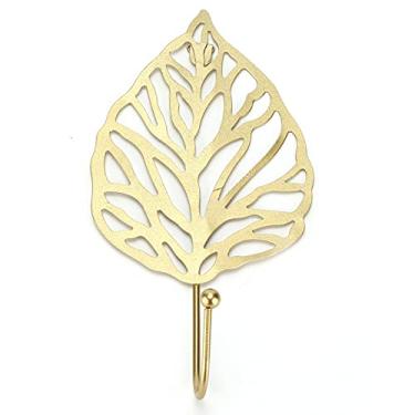 Imagem de Aqur2020 Gancho de parede gancho de parede gancho de roupas criativo em forma de folha mini pedido pendurado gancho de parede dourado aço metal decorativo (dourado B)