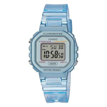 Imagem de Relógio Casio Infantil Meninas Jovens Feminino Led Digital Prova D água Cristal Azul Translúcido LA-20WHS-2ADF