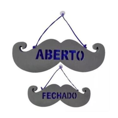 Imagem de Placa Bigode Sinalização Aberto / Fechado Neon Para Barbearia
