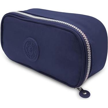 Imagem de Estojo Escolar Feminino Masculino Espaçoso com Ziper Resistente Papelaria Fofa Infantil Lápis Apontadores Canetas Marcadores Lapiseiras Borrachas (Azul Escuro)