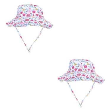 Imagem de 2 Peças chapéu de sol infantil chapéu de praia bucket hat chapéu de pescador praia do bebê bonés de sol da moda adorável chapéu de sol ar livre visor solar chapéu de verão filho