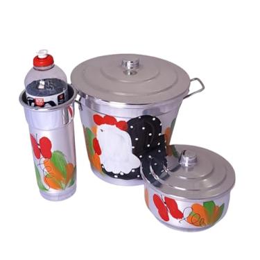 Imagem de Kit Pia em Alumínio decoração Preto da Galinha Com Porta detergente Pote de Esponja e Mini Cesto de Lixo para pia (Lixeirinha)