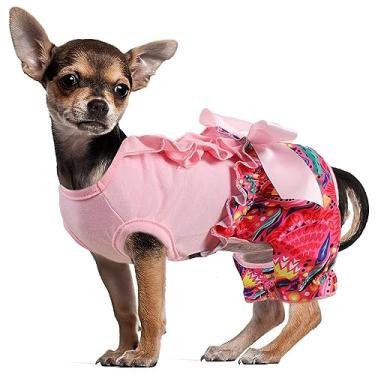 Imagem de Roupas para cães pequenos menina rosa fofo macacão de cachorro com pernas pijama filhote camiseta pet roupa de gato, P