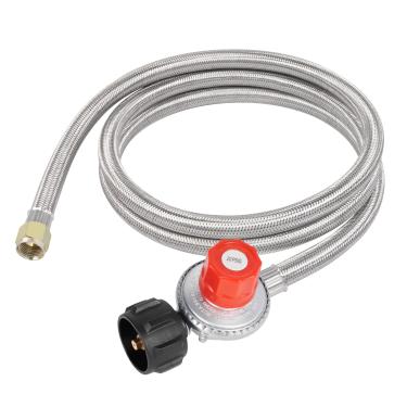 Imagem de Regulador de propano ajustável GASPRO de 20 metros com mangueira trançada para fritadeira de peru, queimador, fogão, grelha, firépito, etc.