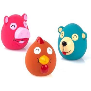 Imagem de CHIWAVA Pacote com 3 animais de brinquedo de látex com barulho de 6,6 cm para cães pequenos, cores sortidas