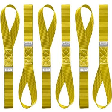 Imagem de AUGO Loops macios resistentes – Pacote com tiras de âncora de amarração de 15 cm x 45 cm para uso com ganchos de catraca – Capacidade de carga de 1,360 kg e resistência à quebra de 4,5 kg – Ótimo para motocicleta, bicicleta, suporte de teto, etc.