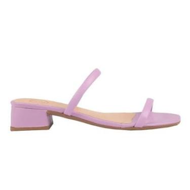 Imagem de Sandália Tamanco Jessica Rosa Pink Salto Bloco Baixo Tiras Macias Confortável-Feminino