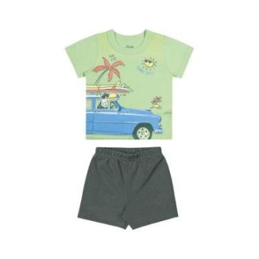 Imagem de Conjunto Menino Infantil Camiseta Bermuda Coqueiro Carro-Masculino