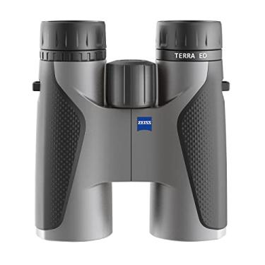 Imagem de ZEISS Binóculos Terra ED 10 x 42 à prova d'água e foco rápido com vidro revestido para clareza ideal em todas as condições climáticas para observação de pássaros, caça, passeios turísticos, cinza