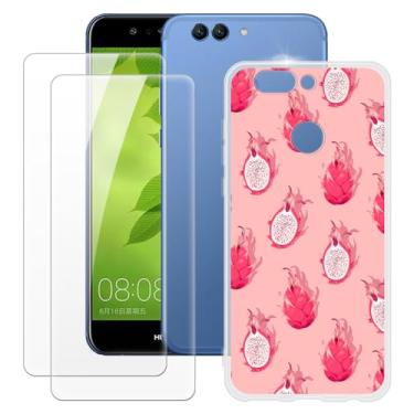 Imagem de MILEGOO Capa para Huawei Nova 2 Plus + 2 peças protetoras de tela de vidro temperado, à prova de choque, capa de TPU de silicone macio para Huawei Nova 2 Plus (5,5 polegadas)