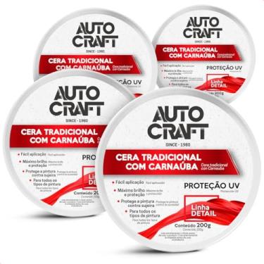 Imagem de KIT 4 Ceras Tradicional Com Carnaúba Autocraft Proteção Uv Pasta 200G