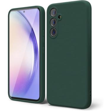Imagem de Capa de silicone líquido para samsung galaxy a25 5g a15 a05 a05s s23 fe s23 plus s22 ultra s21 fe capa de telefone macia, verde escuro, para s21 fe