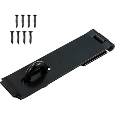 Imagem de MustGood Trava de portão resistente, aço extragrosso de 19 cm, fecho de cadeado, trava de haste, trava de porta de galpão, preta