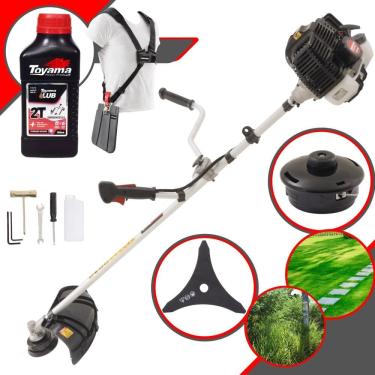 Imagem de Roçadeira À Gasolina Profissional Kawashima KW52-LE Motor 2T 52cc 2,5HP Alta Rotação Robusta e de Alta Performance Com Faca 3 Pontas + ÓLEO TOYAMA 2T