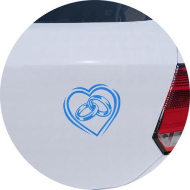 Imagem de Adesivo de Carro Coração Alianças de Casamento - Cor Amarelo - Melhor 