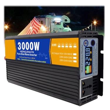 Imagem de HENGJINGTR 3000 Watts Pure Sine Wave Power Inverter, 12 V/ 24 V DC para 110 V/ 230 V Conversor de inversor de energia do veículo Inversor de energia solar para eletrodomésticos,24v to 110v