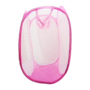 Imagem de Cesto de Roupa Colorido Dobrável Poliéster 56cm Rosa  - Aliança