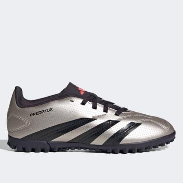 Imagem de Chuteira Society Infantil Adidas Predator 24 Club Low, Cinza, Preto, 3