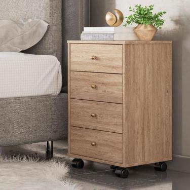 Imagem de Mesa de Cabeceira Presence 4 Gavetas 45 cm c/ Rodinha - Criado Demobil