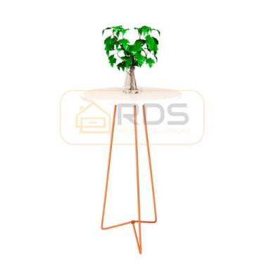 Imagem de Mesa de Canto Apoio Lateral Redonda Sala Pés de Aço Rosé - RDS Metalúr