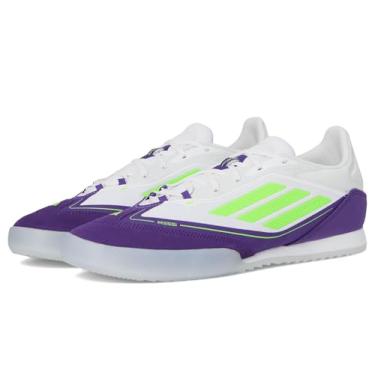 Imagem de adidas Tênis unissex adulto F50 Messi Freestyle, Branco/limão lúcido/roxo unity, 9 Women/8 Men